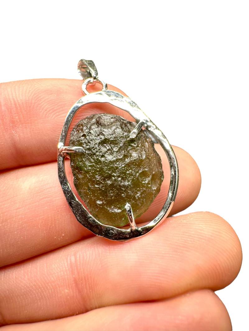 Silber Moldavit Anhänger Silber Moldavit Anhänger von PeltramMinerals