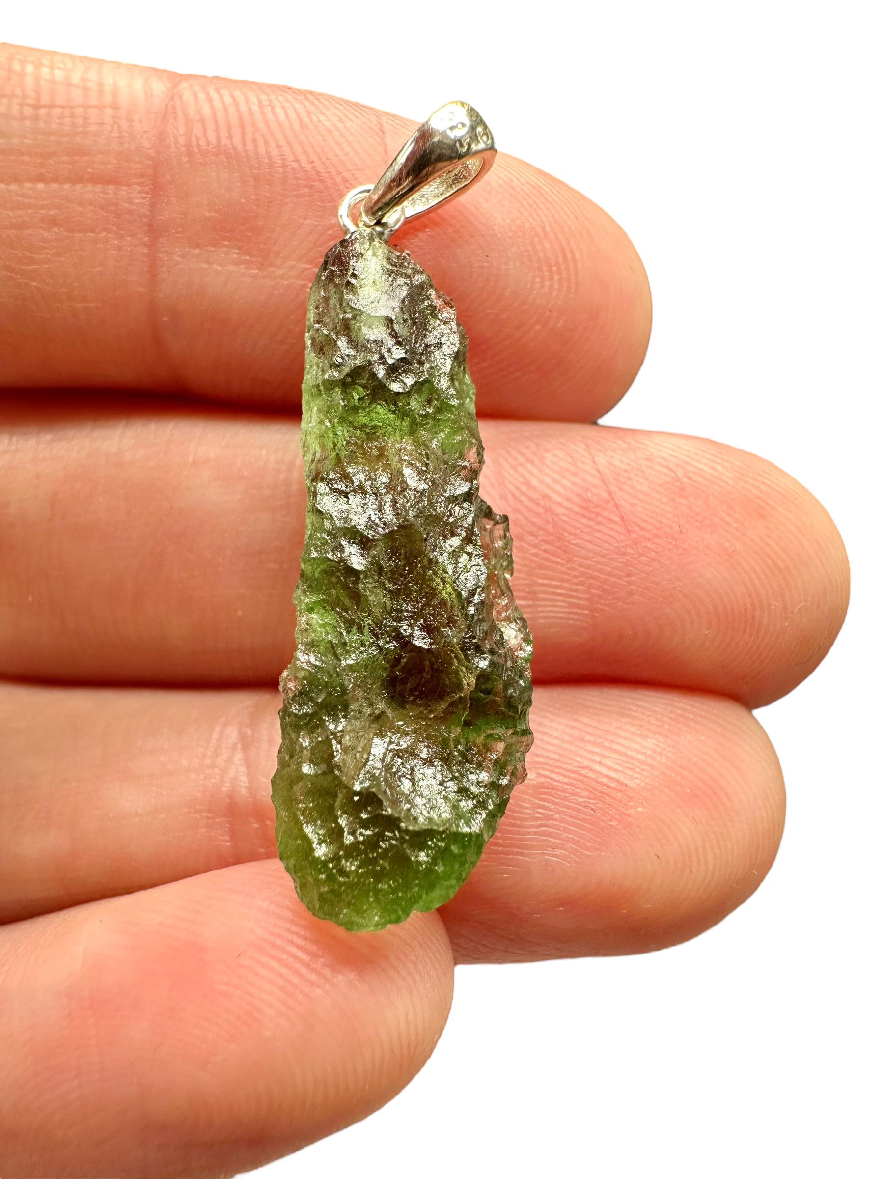 Silber Moldavit Anhänger von PeltramMinerals