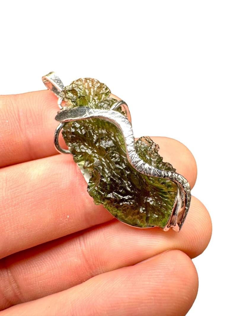 Silber Moldavit Anhänger Silber Moldavit Anhänger von PeltramMinerals