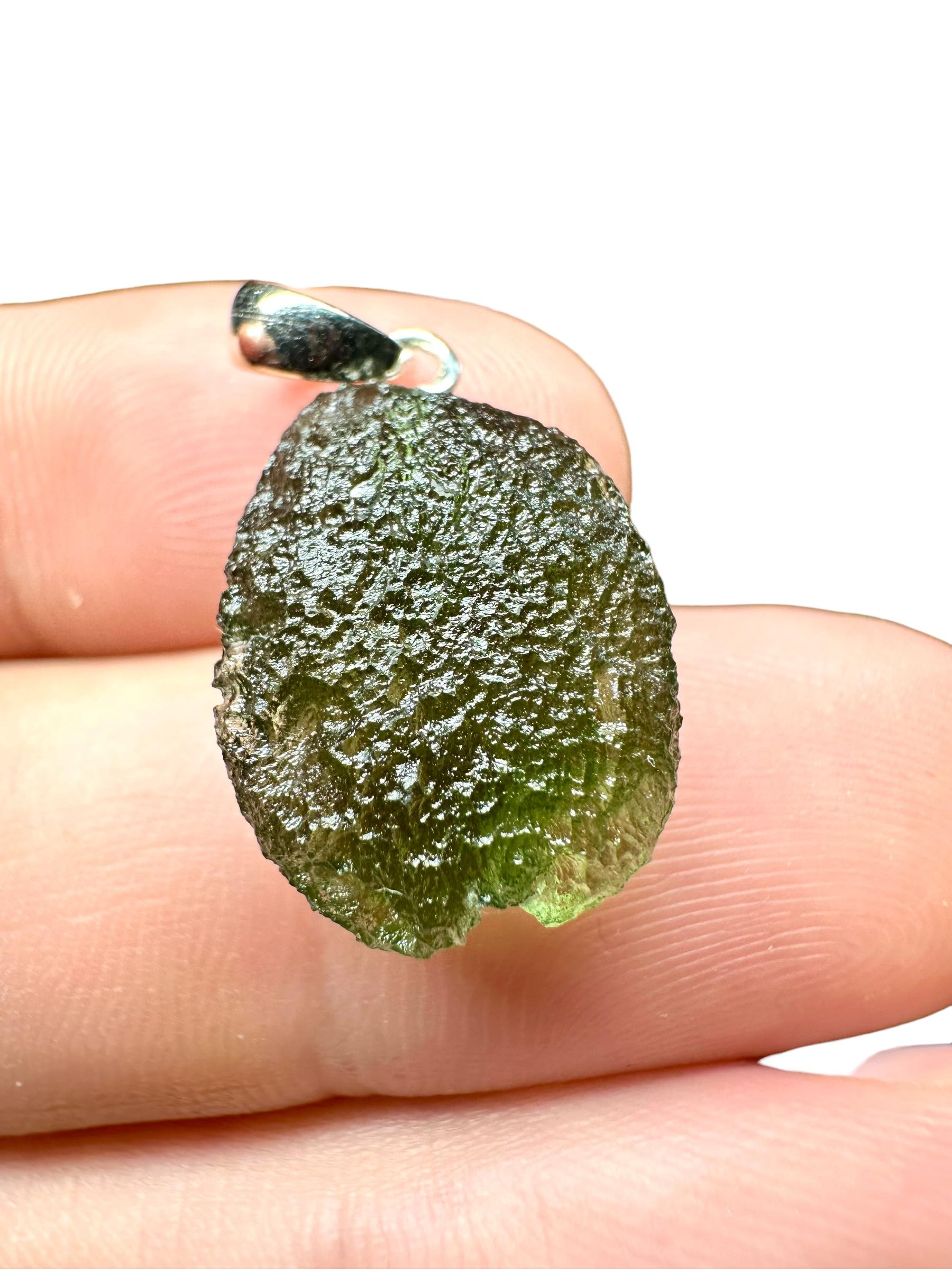 Silber Moldavit Anhänger Silber Moldavit Anhänger von PeltramMinerals
