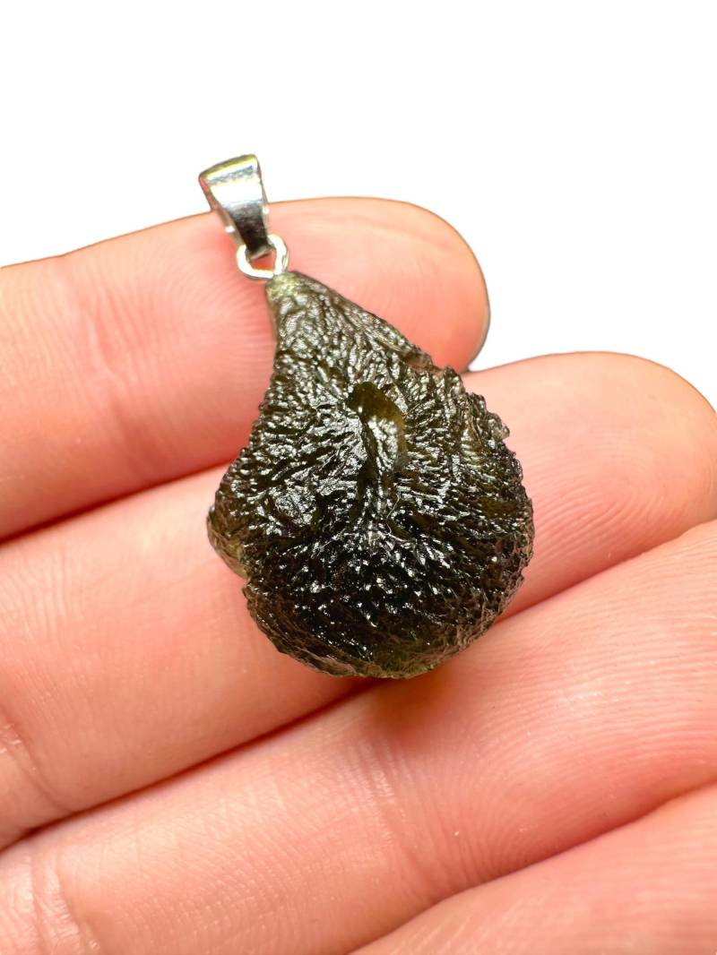 Silber Moldavit Anhänger Silber Moldavit Anhänger von PeltramMinerals