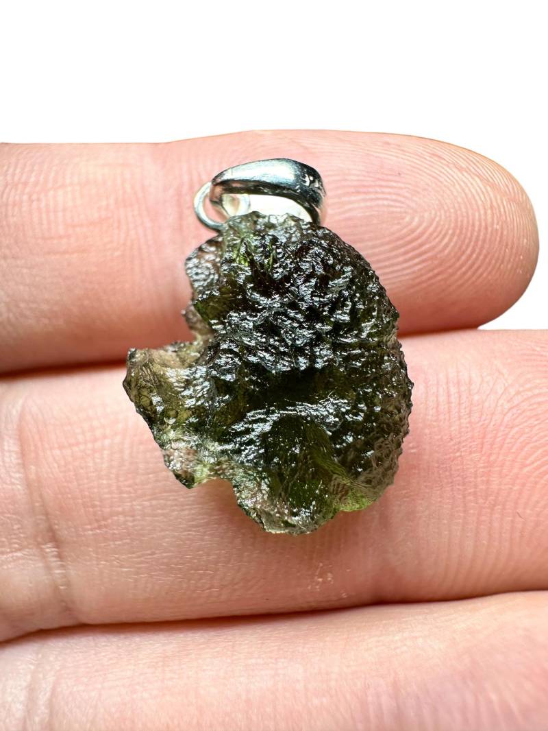 Silber Moldavit Anhänger Silber Moldavit Anhänger von PeltramMinerals