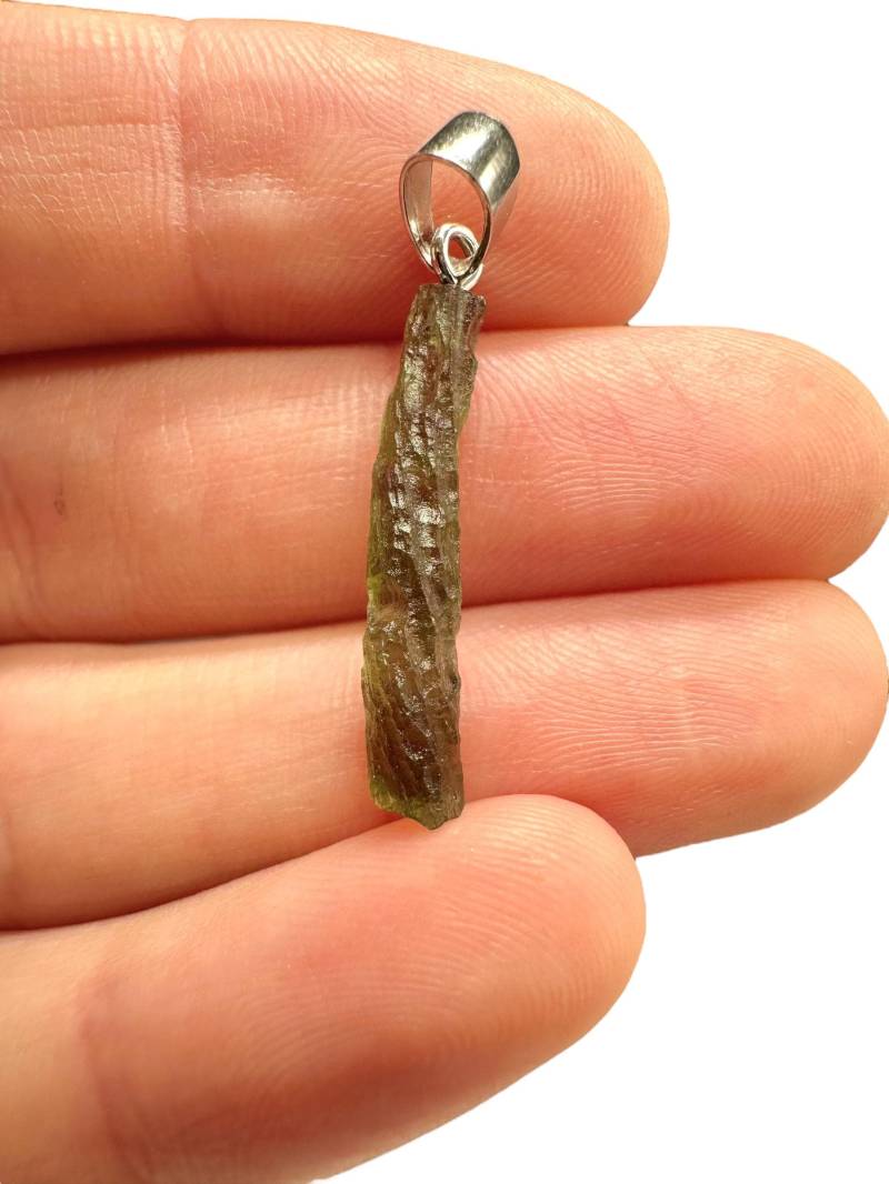 Silber Moldavit Anhänger von PeltramMinerals