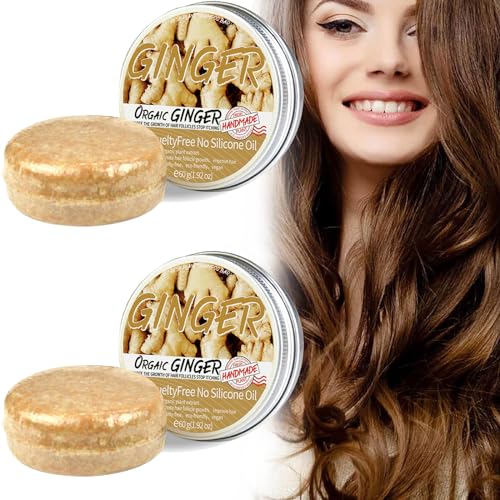 Pemarlis 2pcs Shampoo Bar,Anti-Haarausfall Shampoo Seife,Haarwuchs Shampoo Bar,Shampoo Bar Naturkosmetik,Ingwer-Shampoo,Haarwachstum-Shampoo-Riegel für Männer und Frauen von Pemarlis