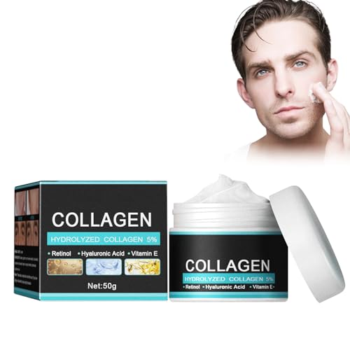 Pemarlis 50g Männer Anti-Aging Gesichtscreme mit Collagen,Mens Anti-Aging Falten Creme Falten Gesichtscreme Hydrolyzed Collagen, Collagen Männer Anti-Aging Falten Cremes von Pemarlis
