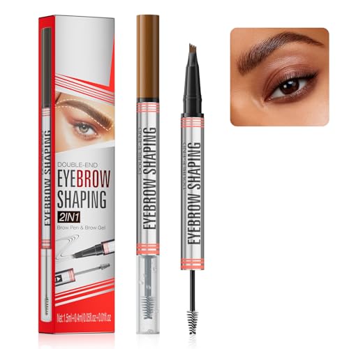 Pemarlis Augenbrauenstift, 2024 Neu Magischer Augenbrauenstift Härchenzeichnung Wasserfest, 2-in-1 Microblading Eyebrow Pencil with Eyebrow Gel,Erzeugt mühelos natürlich aussehende Brauen,Hellbraun von Pemarlis