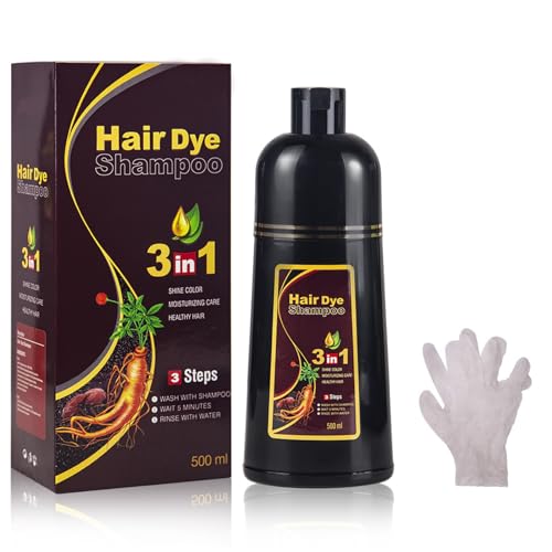 Pemarlis Instant Hair Shampoo Haarfarbe Shampoo,Natürliche schwarze Haarfarbe Shampoo 3 in 1 für Männer & Frauen,Lang anhaltende schwarze Shampoo Farben,braun,500ml von Pemarlis