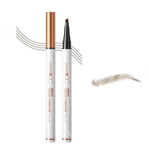 Pemarlis Music Flower Brauenstift, flüssiger Augenbrauenstift mit 4 Mikro-Köpfen, Flüssiger Augenbrauenstift, Wischfest Langanhaltenden Augenbrauenstift Microblading, Lang Haltbar, dunkelbraun 1 von Pemarlis