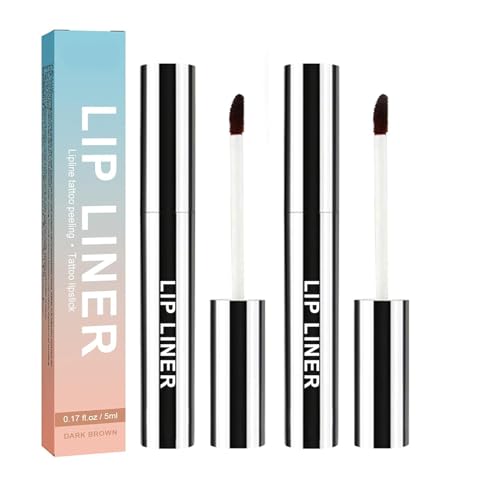 Pemarlis 2pcs Abziehbarer Lippenkonturenstift,Wasserfester Abnehmbarer Lipliner, Plump Lip Lines Lip Liner,Peel Off Lip Liner Tattoo,Langanhaltender Lippenkonturstift Geschenk Für Frauen,hellbraun von Pemarlis