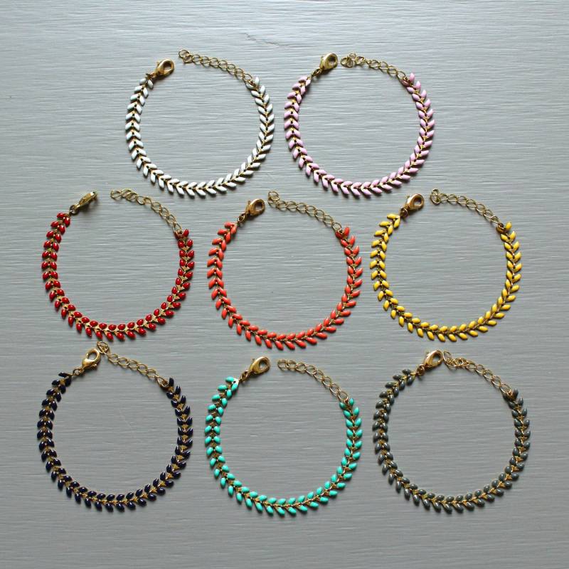 Armband Kette Emailliert Epi & Brass "Freesie" | 14 Farben Pemberley Schmuck/Edelstein Frau Bracelet E-Mail Böhmen von Pemberleybijoux