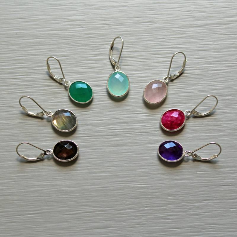 Sterling Silber Schlafohrringe | 925 Silber & Besetzt Mit Edlen Steinen | 7 Farben Pemberley Schmuck/Ohrringe von Pemberleybijoux