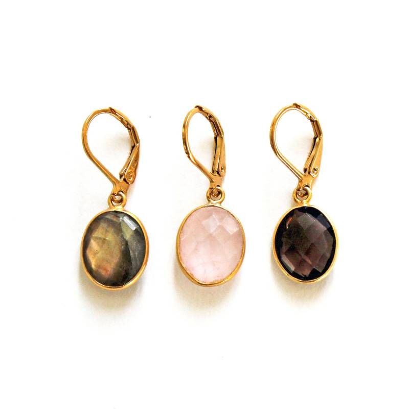 Vergoldete Schläfer & Eingefasste Feine Steine | 3 Farben „Esmée" Pemberley Schmuck/Goldohrringe Goldschmuck Schläferohrringe von Pemberleybijoux