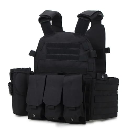Peminkoo Taktische Weste Körperschutz Jagd Plattenträger Airsoft Zubehör Militär Kampf Armee Wargam Molle (Black) von Peminkoo