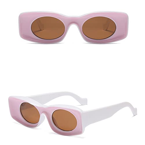 PenKee Bonbonfarbene Retro-Sonnenbrille für Damen, klobige, rechteckige, übergroße Sonnenbrille, Designer-Sonnenbrille für Damen von PenKee