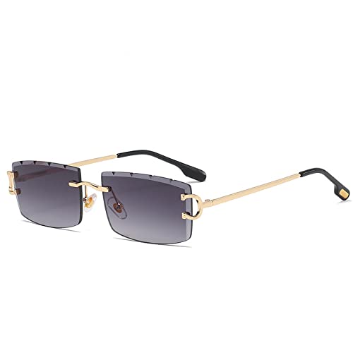 PenKee Metall Retro Frauen Sonnenbrille Vintage Brillen Outdoor UV400 Kleine Rechteckige Randlose Sonnenbrille Männer von PenKee