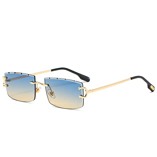 PenKee Metall Retro Frauen Sonnenbrille Vintage Brillen Outdoor UV400 Kleine Rechteckige Randlose Sonnenbrille Männer von PenKee