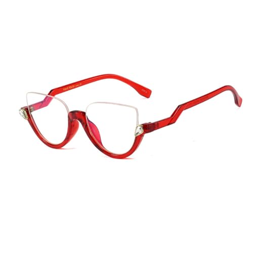 PenKee Mit Fall Retro Strass Dekoration Frauen Sonnenbrille Damen Halbrahmen Spiegel Beschichtung Shades Klare Linse Brillen von PenKee