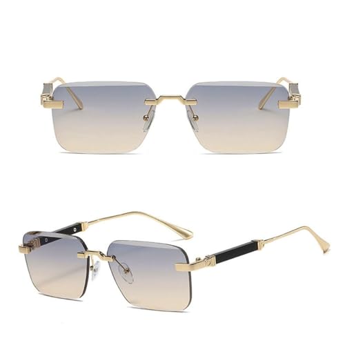 PenKee Quadratische Sonnenbrille Damen Randlose Sonnenbrille für Herren Vintage Brille von PenKee