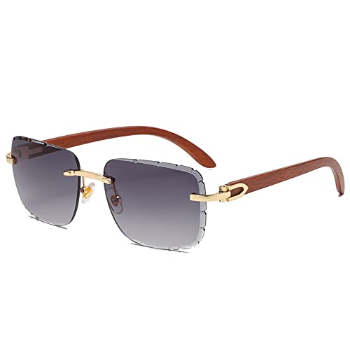 PenKee Rahmenlose Sonnenbrille mit Box, rechteckige Sonnenbrille für Herren, randlos von PenKee
