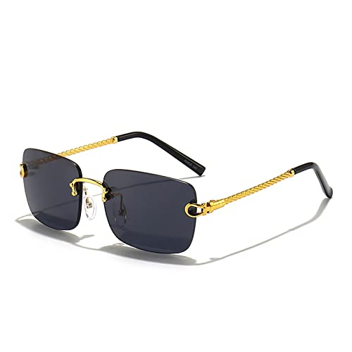 PenKee Randlose Sonnenbrille Männer Quadrat Luxus Vintage Sonnenbrille Frauen Beschichtung Fahren Brillen UV400 von PenKee