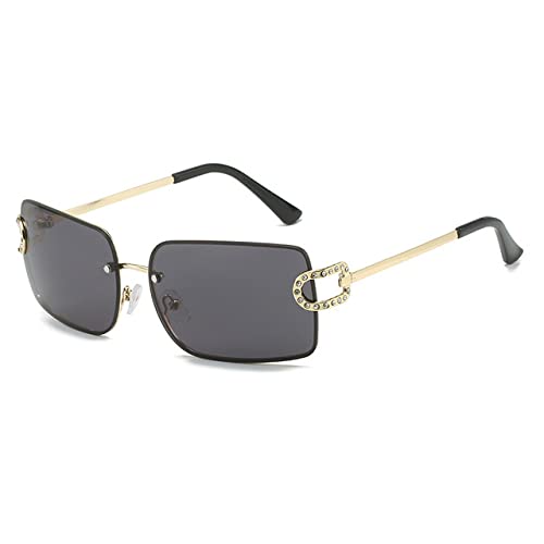 PenKee Randlose quadratische Sonnenbrille für Frauen Vintage Legierung Strass glänzende Sonnenbrille Männer Hip Hop Brillen von PenKee