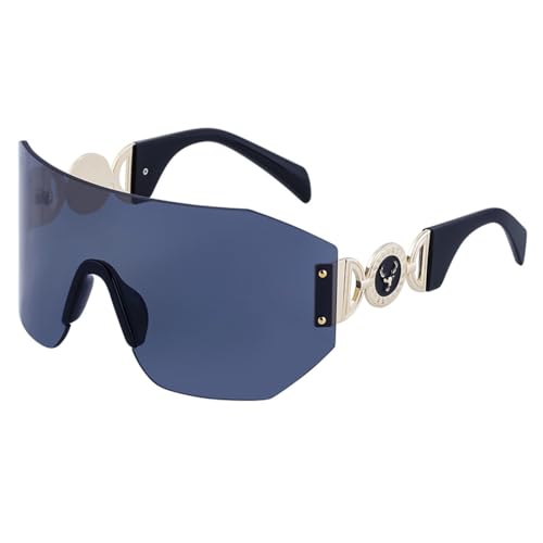 PenKee Übergroße Sonnenbrille für Damen, randlose Sonnenbrille für Herren, unregelmäßige Sonnenbrille von PenKee