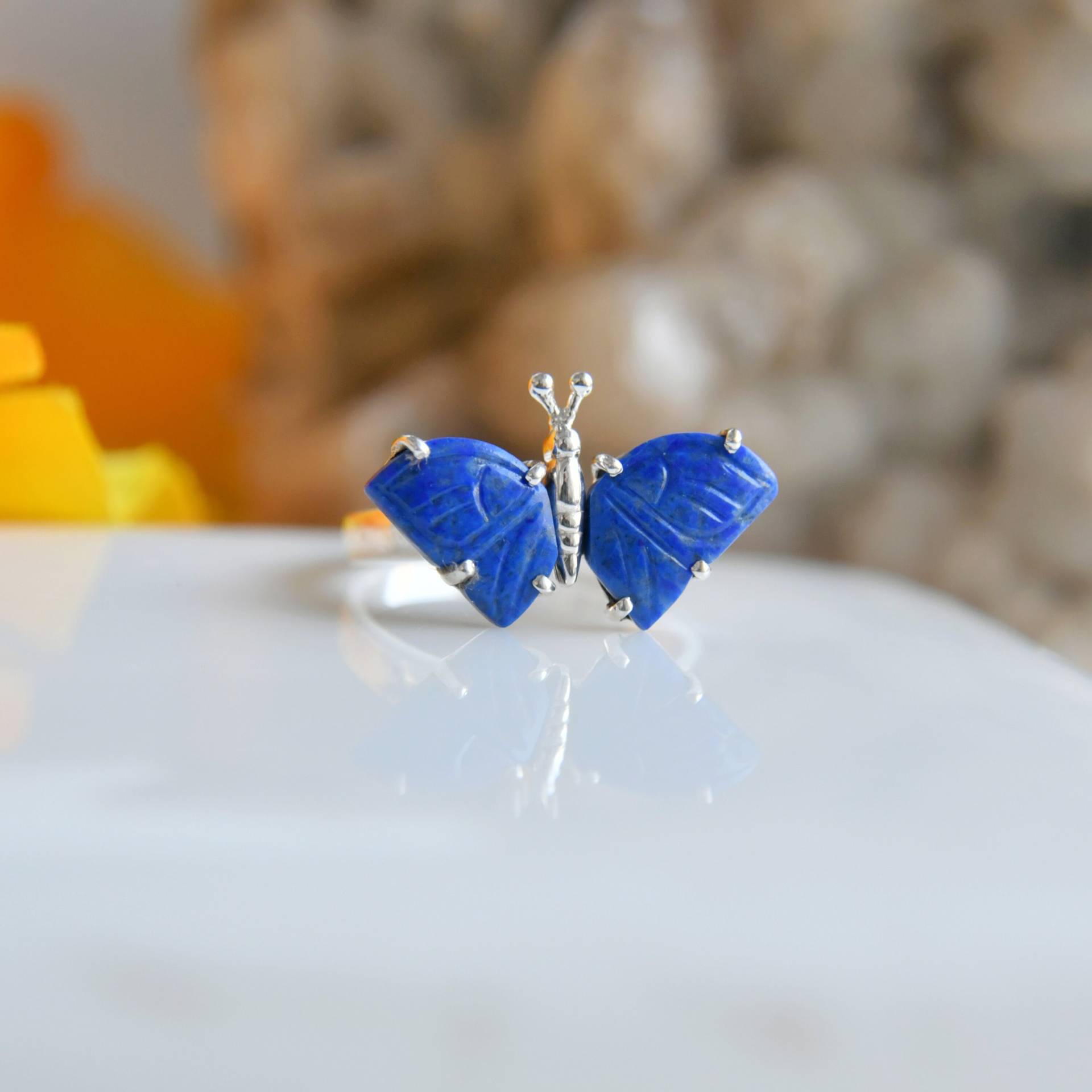 Schmetterling Ringe Für Mädchen, 925 Sterling Silber Ringe, Tier Sie, Lapislazuli Edelstein Schnitzereien, Handgemachte von PenazBySatyug