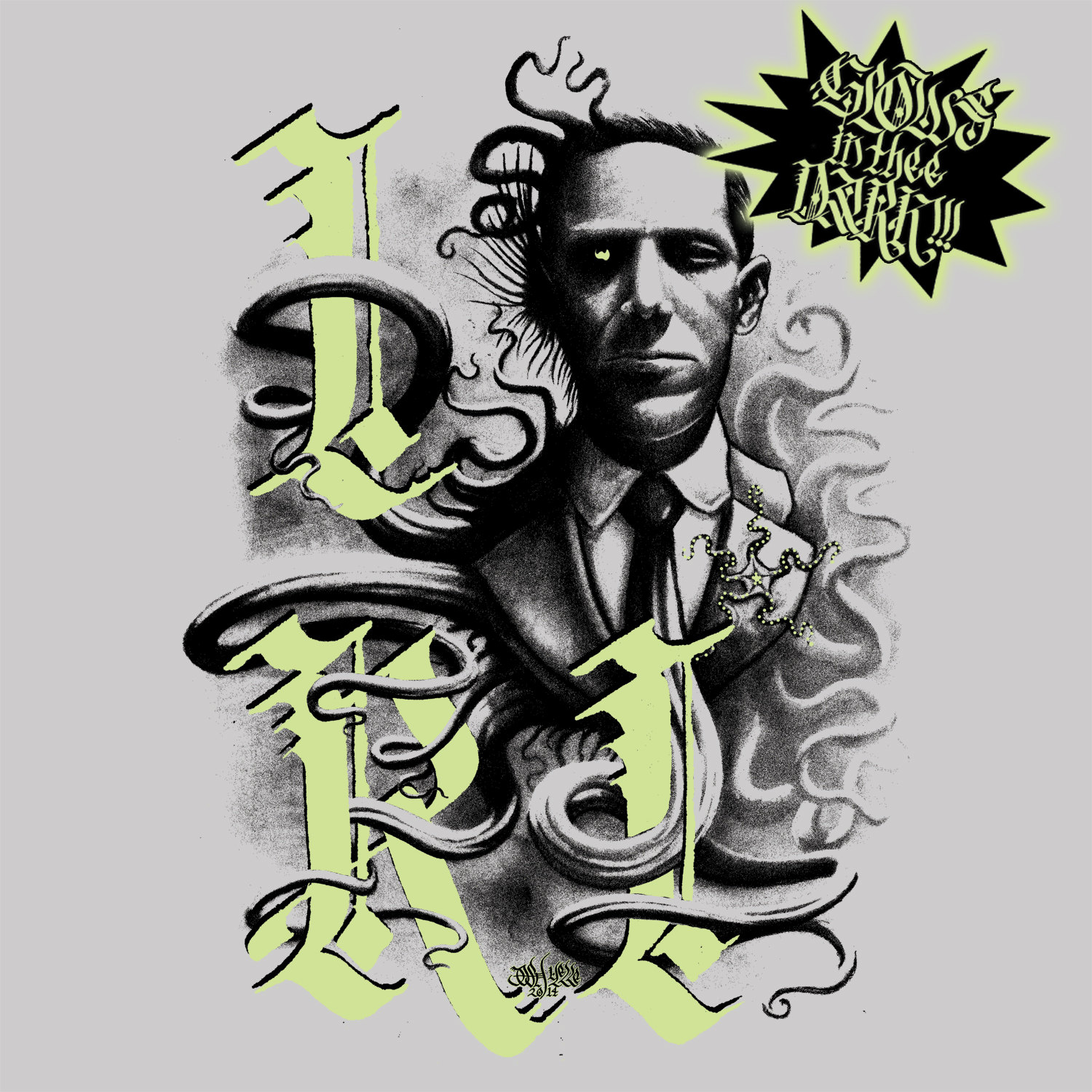 I Lovecraft Rhode Island 2nd Press | Leuchtet von PencilmancerArt