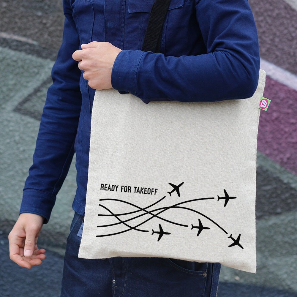 Flugzeug Reisen Druck Baumwolle Einkaufstasche Flugzeug Reisen Druck Baumwolle Einkaufstasche von Pencilmatic