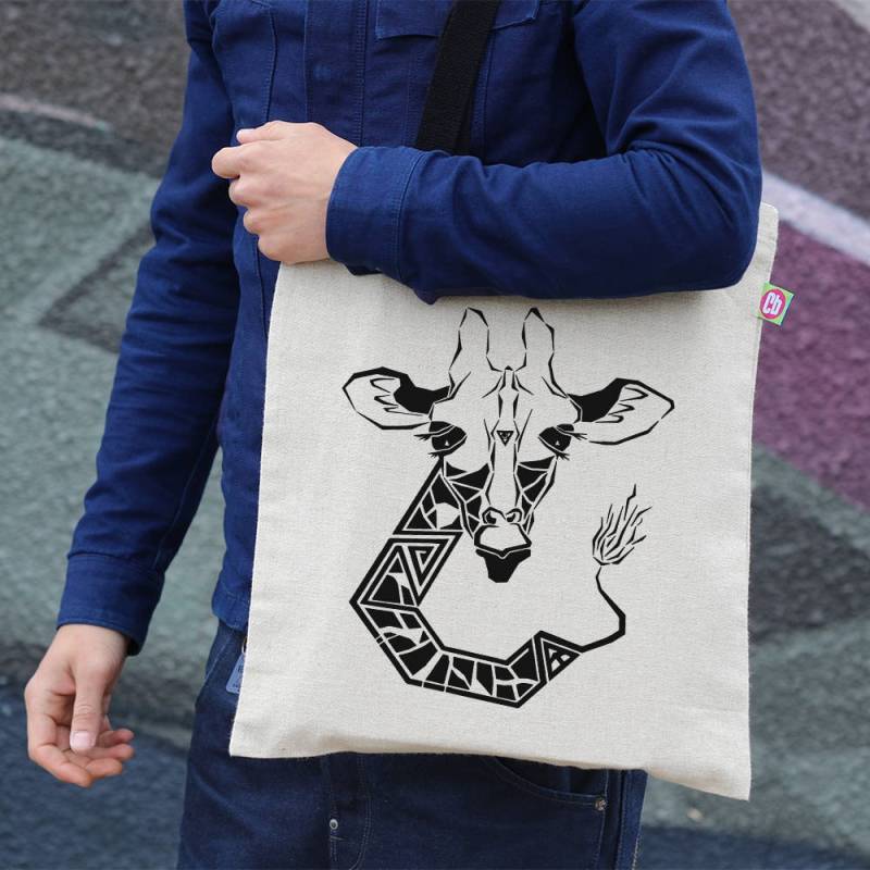 Giraffe Print Baumwolle Einkaufstasche von Pencilmatic