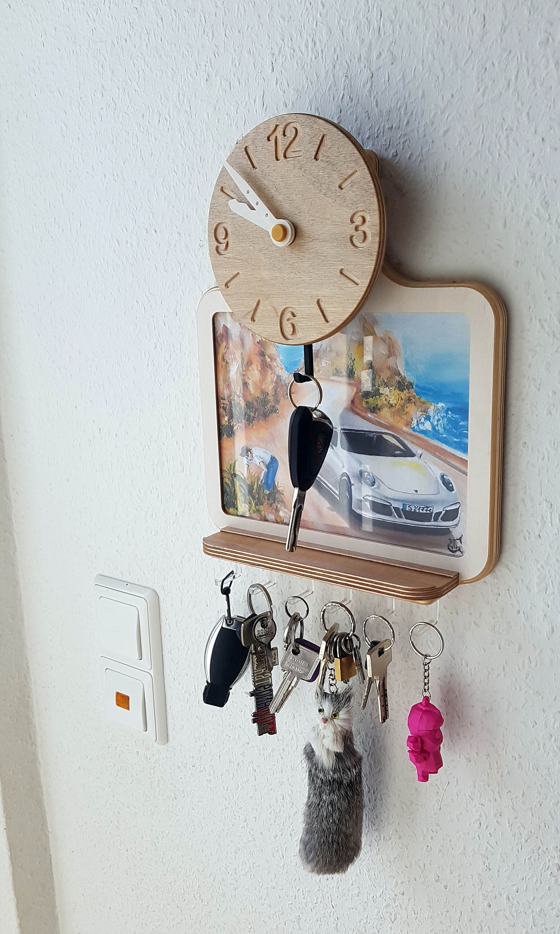 Uhr Pendel, Bilderrahmen Schlüsselbrett Schlüsselhalter Pendel Wanduhr Pendeluhr Pendelart Schlüsselanhänger Schlüssel von PendelArt