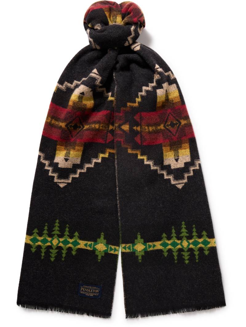 Pendleton - Four Corners Jacquard-Knit Wool Scarf - Men - Black von Pendleton
