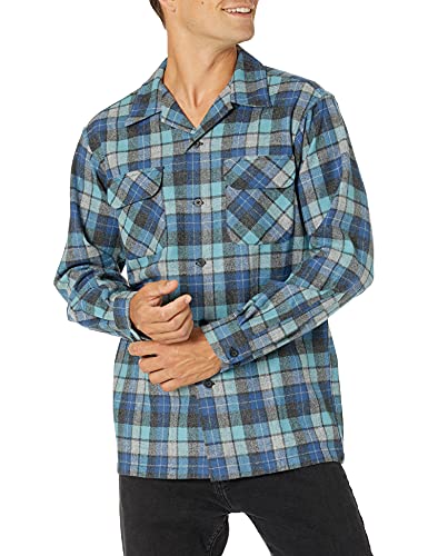 Pendleton Herren Langärmeliges Hemd aus Wolle mit klassischer Passform Button-Down-Shirt, Original Surf Plaid-30789 Blau/Grün, L von Pendleton