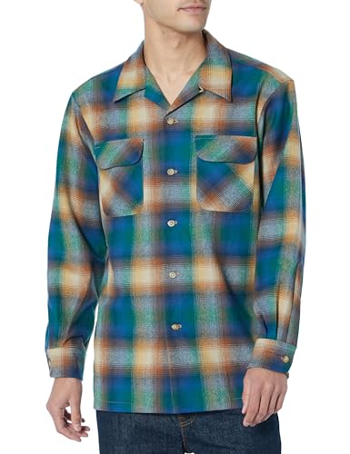 Pendleton Herren Langärmeliges Boardshirt Hemd mit Button-Down-Kragen, Blau/Braun Multi Ombre, Klein von Pendleton