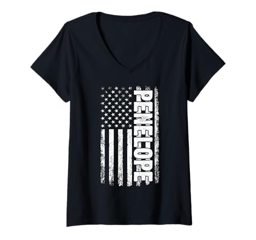 Damen Penelope persönlicher Name American Flag Retro Frauen lustig T-Shirt mit V-Ausschnitt von Penelope Specialized First Girl Woman Name Tee