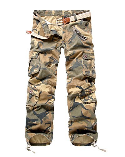Herren Cargohose Mit Taschen Outdoor Baggy Camouflage Hosen Jogger Pants Gelb 38 Herren Cargohose Mit Taschen Outdoor Baggy Camouflage Hosen Jogger Pants Gelb 38 von PengGeng