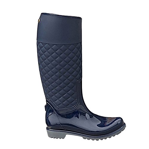 PengGeng Damen Hohe Stiefel Gummistiefel Wasserdicht rutschfest Regenschuhe Beiläufig Stil Blau 40 von PengGeng
