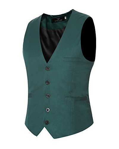 PengGeng Herren Anzugweste Slim Fit Freizeit Business Casual Weste Einfarbig Ärmellos Anzug Jacke Grün 6XL PengGeng Herren Anzugweste Slim Fit Freizeit Business Casual Weste Einfarbig Ärmellos Anzug Jacke Grün 6XL von PengGeng