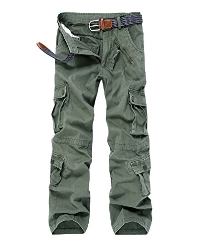 PengGeng Herren Cargohose Mit Taschen Outdoor Baggy Camouflage Hosen Jogger Pants Armee-Grün 1 34 von PengGeng