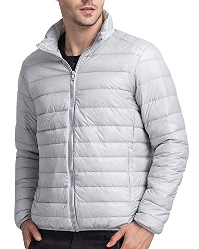 PengGeng Herren Daunenjacke Wattierte Jacke Steppjacke Winterjacke Übergangs Jacke Mit Stehkragen Hellgrau XL von PengGeng
