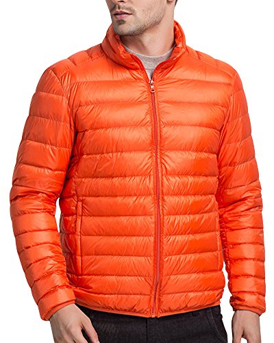 PengGeng Herren Daunenjacke Wattierte Jacke Steppjacke Winterjacke Übergangs Jacke Mit Stehkragen Orange XXXL von PengGeng