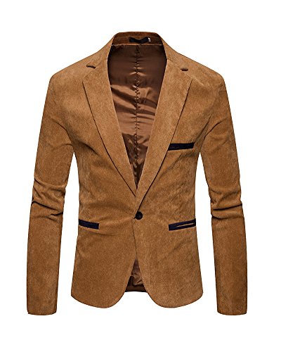 PengGeng Herren Sakko Freizeit Suit Slim Fit Business Blazer Kurzmantel Anzugjacke Casual Outwear Cardigan Tops Khaki XL von PengGeng