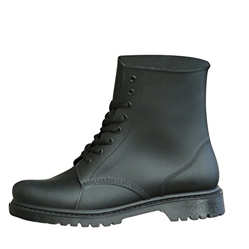 PengGeng Herren Stiefeletten Schnüren Regenschuhe Stiefel rutschfest Wasserdicht Gummistiefel Schwarz 42 von PengGeng