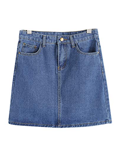 Damen Jeans Denimrock Minirock Jeans Denim Bleistiftrock Jeansrock Freizeit Rock Mit Taschen Dunkelblau M von PengGengA