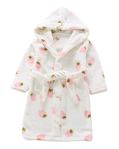 Kinder Bademantel Frottee Lange Ärmel Warm Komfortabel Schlafanzüge Mit Kapuze cm Weiß 140 von PengGengA