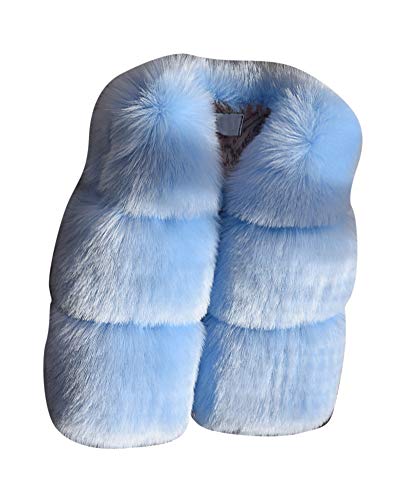 Kinder Faux Pelz Weste Warm Mantel Weste Ärmellos Mädchen Tops Jacke Gilet Hellblau 150 von PengGengA