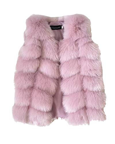 Kleinkind Baby Weste Faux Fur Jacke Mädchen Kunstpelz Mantel OU Pink 110 von PengGengA