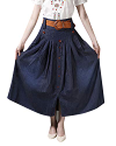 Langer Jeansrock - Maxiröcke Denim Jean Maxi-Rock Damen Dunkelblau S von PengGengA