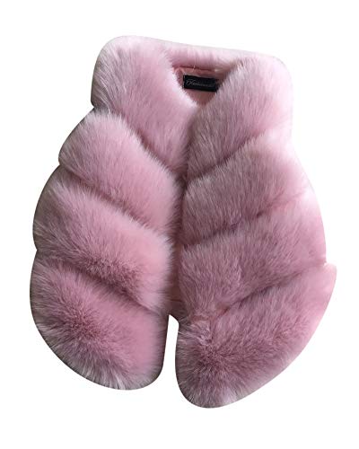 Mädchen Pelzweste Kunstpelz Weste Fellweste Warmer Gilet Vest Ärmellose Pelzmantel OU Pink 140 von PengGengA