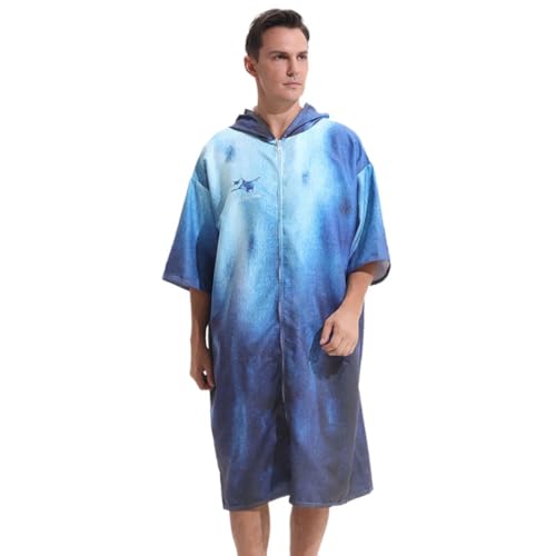 PengGengA Bademantel mit Kaputze und Reißverschluss für Damen & Herren Surf Handtuch Poncho Umziehhilfe Mikrofaser Badeponcho von PengGengA